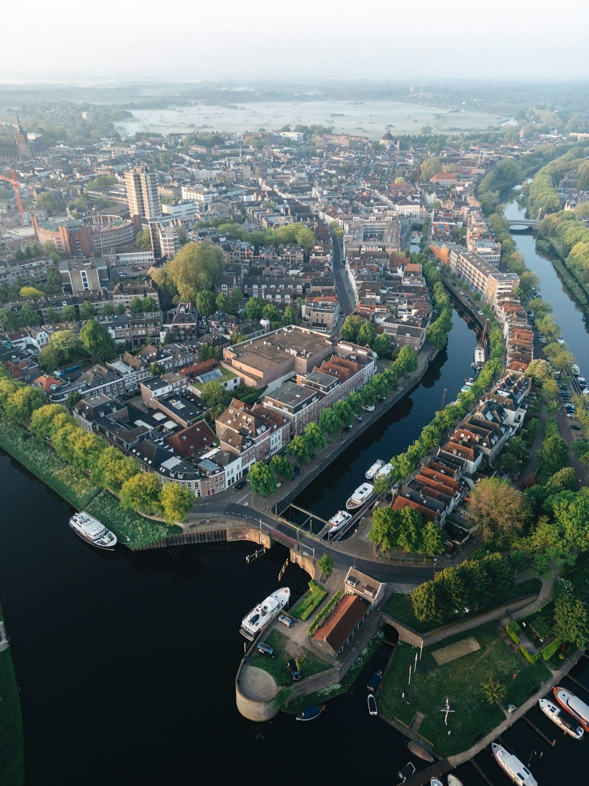 Den Bosch with the Dommel and the fortress walls, from above